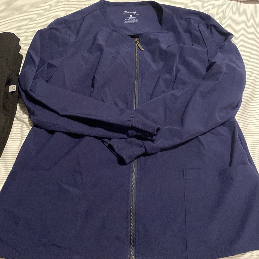 Navy blue scrub jacket